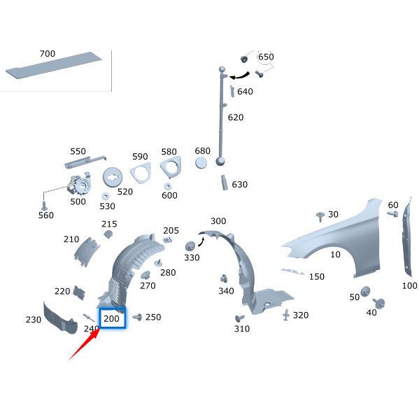 Mercedes-Benz Klasa E W213 Nadkole przednie, Numery części 2136901503 i 2136901403