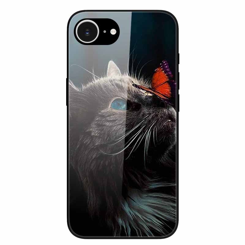 For iPhone 16E 2025 Case Black Bumper Tempered Glass Hard Phone Cases for iPhone16e 16e Back Cover for iPhoneSE SE 2025 Cool New
