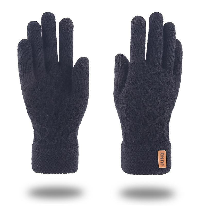 Men's Touchscreen Wool Gloves - Double-Layered, Velvet-Lined, and Warm for Autumn/Winter
