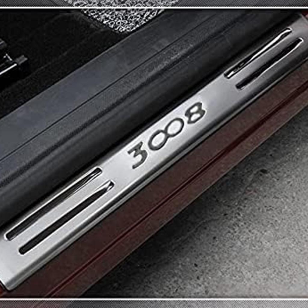 OQUP8 For Peugeot 3008 GT 2016-2022 Silver Stainless Steel Door Sill Scuff Plate Pedal Entry Guard Protector Cover Car Accessories
