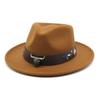 Thickened Dragon And Phoenix Cowboy Hat, Crimped Top Hat, Bull'S Head, Hidden Felt Hat, Big Brim, Horseback Riding Gentleman'S Hat, Felt Hat