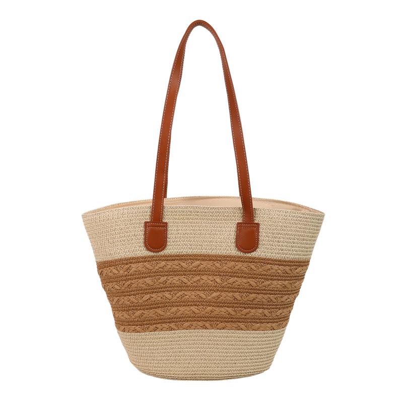 Boho Straw Bag For Women s Handmade Woven Shoulder Purse Summer Beach Tote Eco Friendly Rattan Crossbody Bags Fashi Ladies Bag бежевый