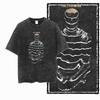 Retro Unique Graphic Printed Washed Distressed Big Size Black Cotton Unisexs Streetwear TShirt G
