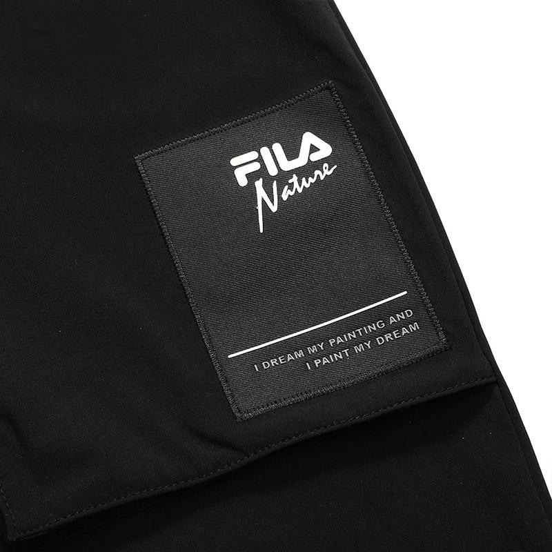 FILA Van Gogh Collaboration Solid Color Sports Knit Casual Pants Men Pants Black F11M228608FBK