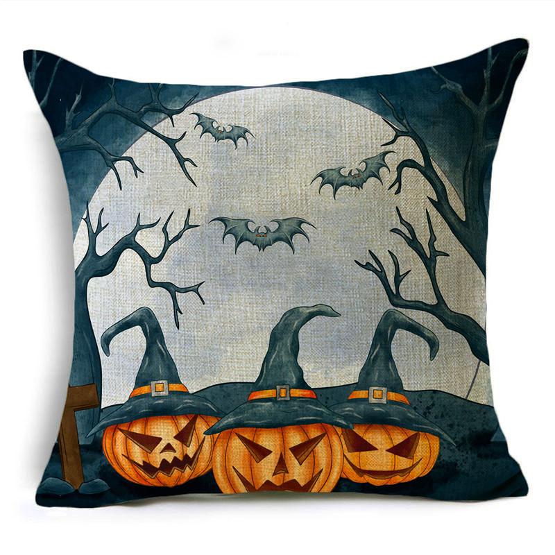 Halloween Pillow Cover Dark Moon Night Festive Atmosphere Sofa Decoration Waist Pillow Cushion Cover 40*40cm/45*45cm/50*50cm