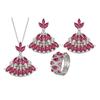 Bohemian Jewelry Set Earrings Necklace Rings Red Corundum Zircon Tassel Women