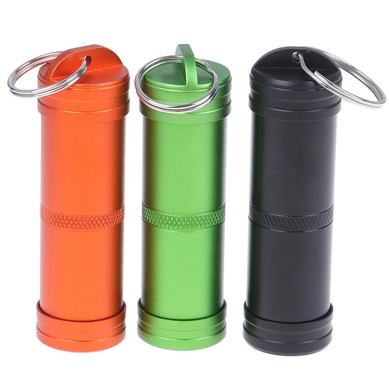 1Pcs Capsule Outdoor Aviation Aluminum Alloy Waterproof Can EDC Portable Pill Sealed Box Outdoor Survival Emergency Water Bottle