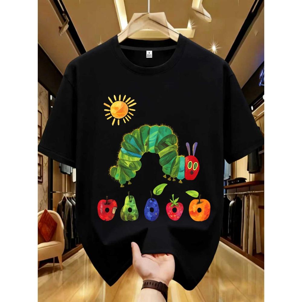 The Very Hungry Caterpillar Printed T-shirt Tops Hungry Caterpillar Cute Tops Men Women Summer Cotton Tshirt