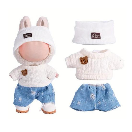 17cm Doll Clothes 3-Piece Hat Sweater Pants Sets Handmade Baby Doll Outfits Stylish Adorable Accessories for Doll Collectors