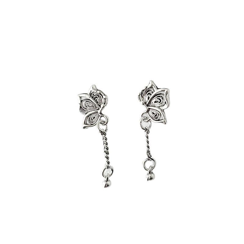 Butterfly Tassel Stud Earrings: Elegant Chinese Style for Women