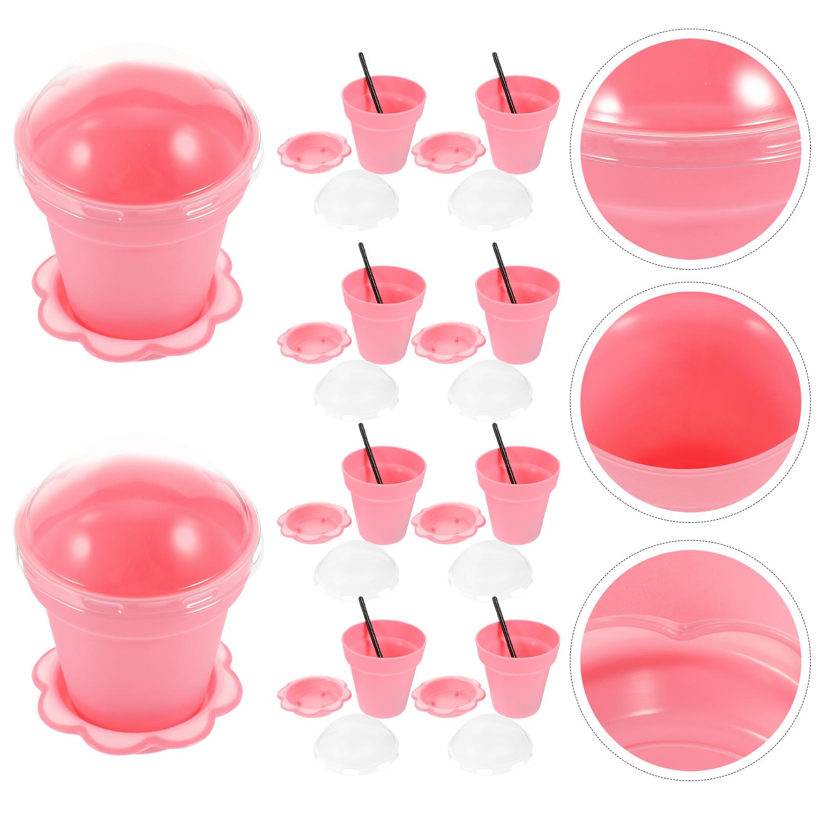 

25 Sets Indoor Plant Pots Planter Cake Cups Pudding Serving Yogurt Plastic Dessert Flowerpot Shaped Pink Party розовый