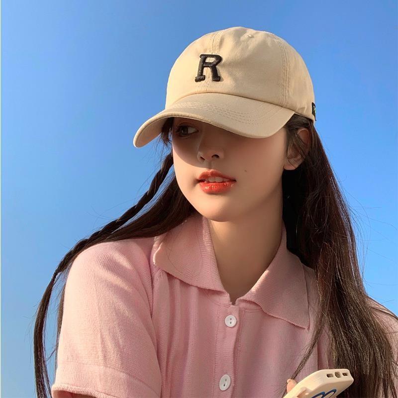 R Standard Baseball Cap Women's Big Head Circumference, Thin Face, Versatile Sports Hat Men's Cap Tide