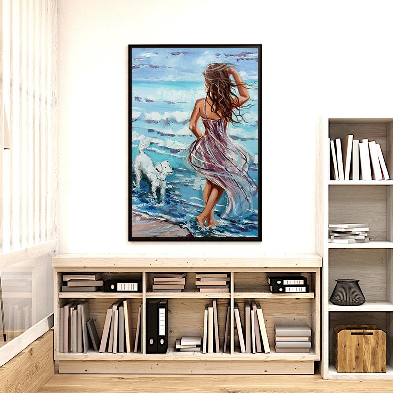 Modern Abstract Sexy Woman Posters Prints Beach Swimming Wall Art Picture Canvas Painting for Living Room Home Aesthetic Decor