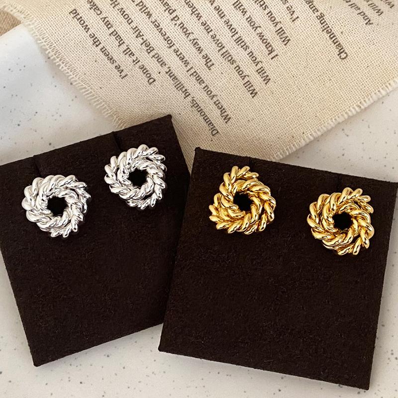 PONYKISS  Sterling Silver 18K Gold Twisted Hollow Flower Stud Earrings for Women Minimalist Fine  Trendy Accessories