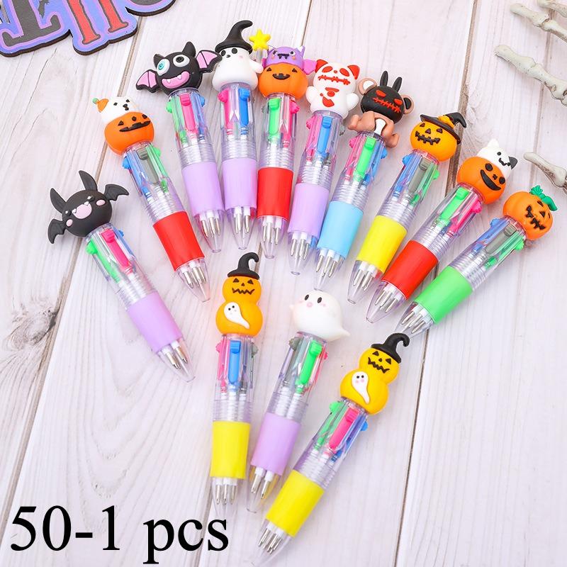 50-1 Halloween Mini Four-color Ballpoint Pen Cute Cartoon Halloween Gift Colored Pen for Elementary School Students