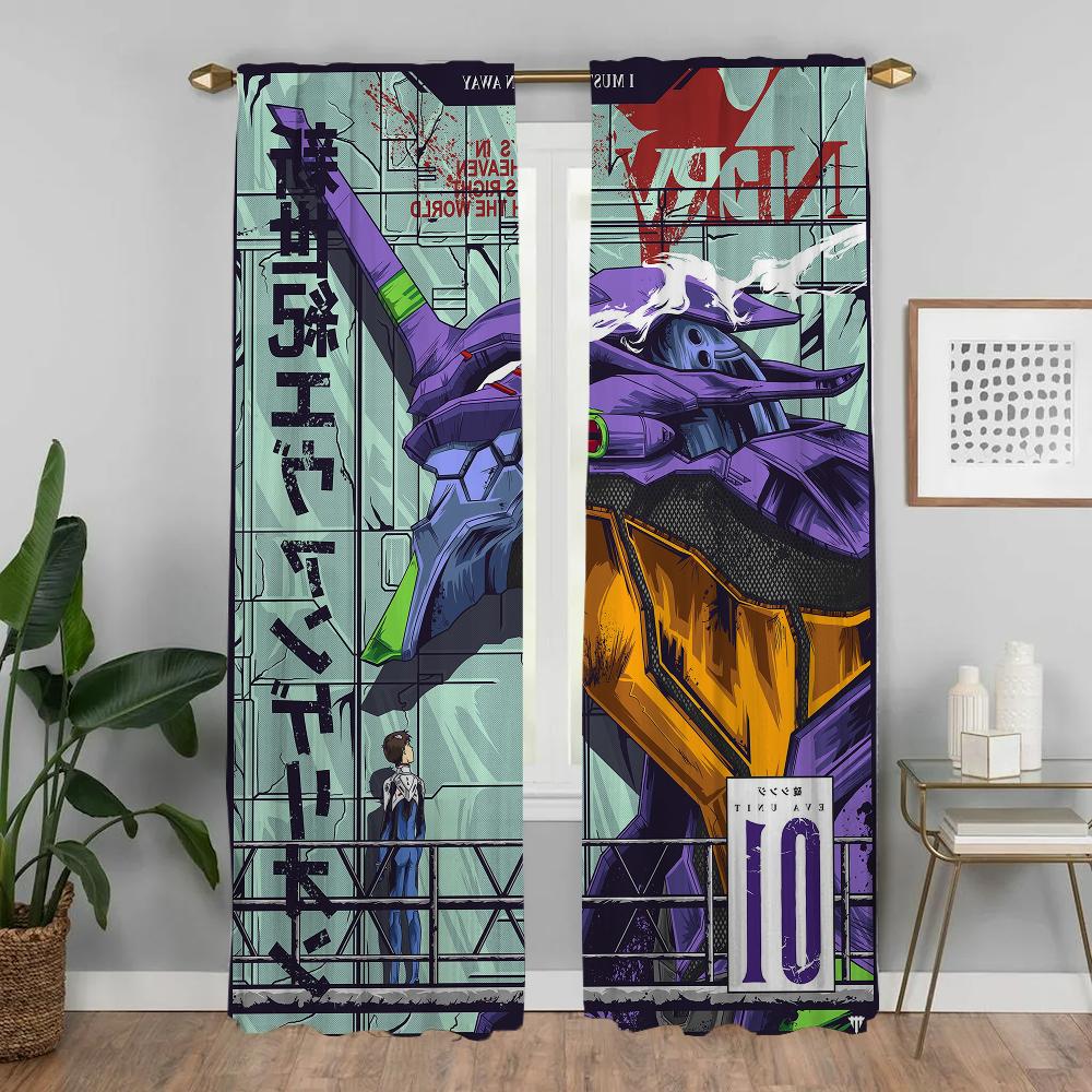 E-EvangelionS Curtains for Living Room Curtain for Room 2 Panel Shades Home Interior Curtains Partition Halloween Decoration
