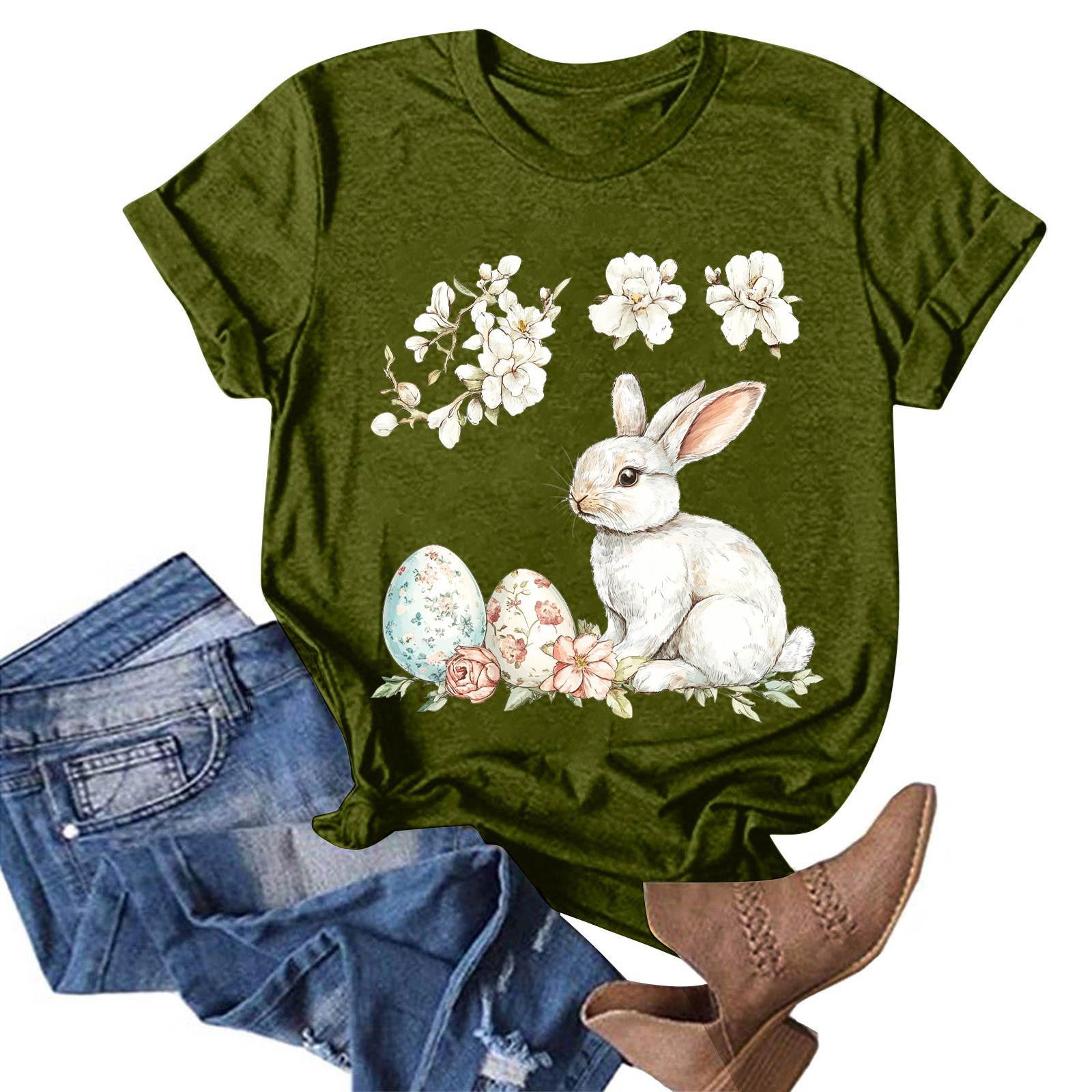 

Женская модная повседневная футболка с круглым вырезом и принтом, пуловер с короткими рукавами, топ L армия зеленый