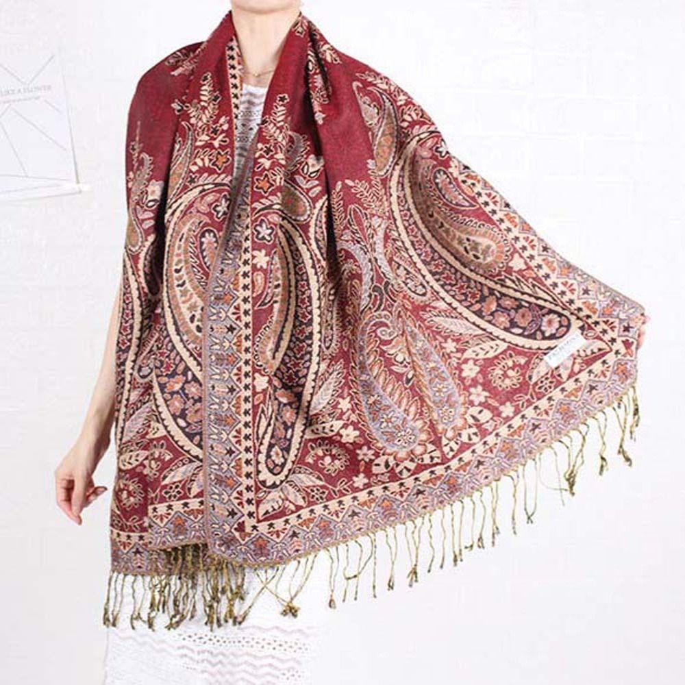 Ethnic Style Cashew Flower Shawl Korean Style Large Neck Scarves Elegant Silk Flower Scarf Beach