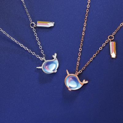 Narwal Regenbogen Halskette Damen Leichter Luxus Nische High-End Mondstein Jahreskette