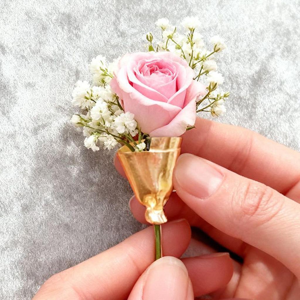 Bouquet Holder Lapel Pins Decorative Wedding Clothing Clips Cloth Flower Brooches for Wedding Party Birthday Commuting Sweater