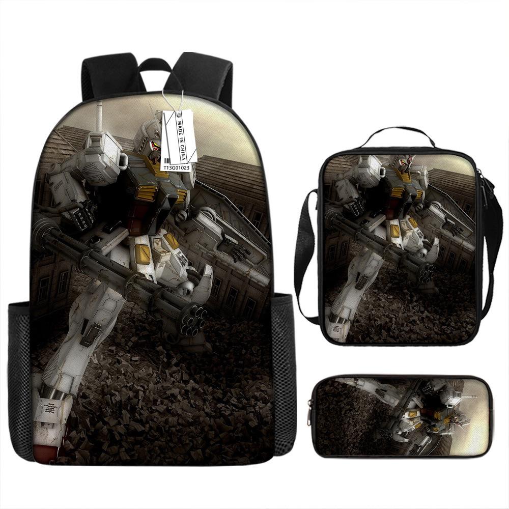 Gundam Backpack 3D Pattern Anime Backpack Student Printed School Bag Three-piece Set