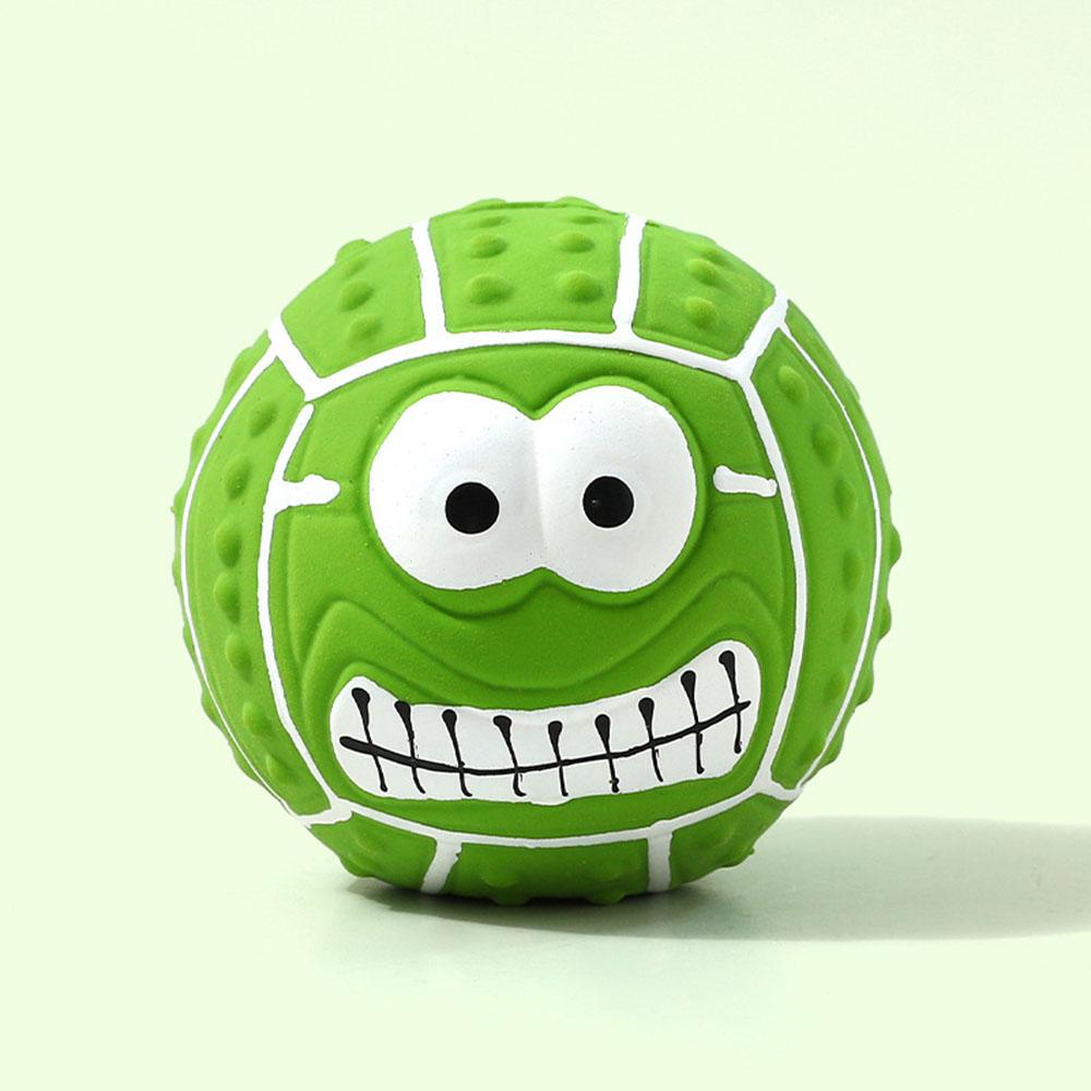Smiley Face Latex Squeaky Toy - Pet Chew Ball for Dogs Helps with Teeth Cleaning & Grinding Durable Latex Material зелёный