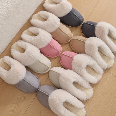 Suede Cotton Slippers Winter Home Autumn and Winter Couple Thick Hair Non-slip Slippers Stepping On Shit Feeling Women's Cotton Shoes