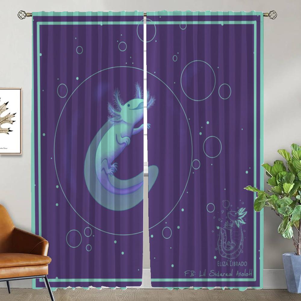 

Blackout Curtains for Camera Cute Axolotl Home Interior Curtains for Living Room Shades Halloween Decoration Window Curtain W50xH70cmx2pcs-CL