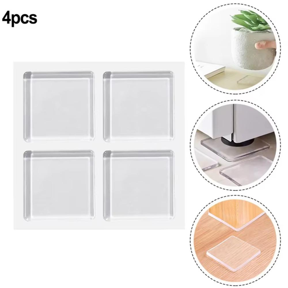 4pcs/Set Silicone Washing Machine Pads Reusable Transparent Furniture Foot Pads Non-slip Trimmable Floor Protectors