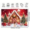 1pz Stoffa Sfondo Invernale Natalizio Albero di Natale Scatola Regalo Neve Casa di Pan di Zenzero Design Striscione Sfondo Festa