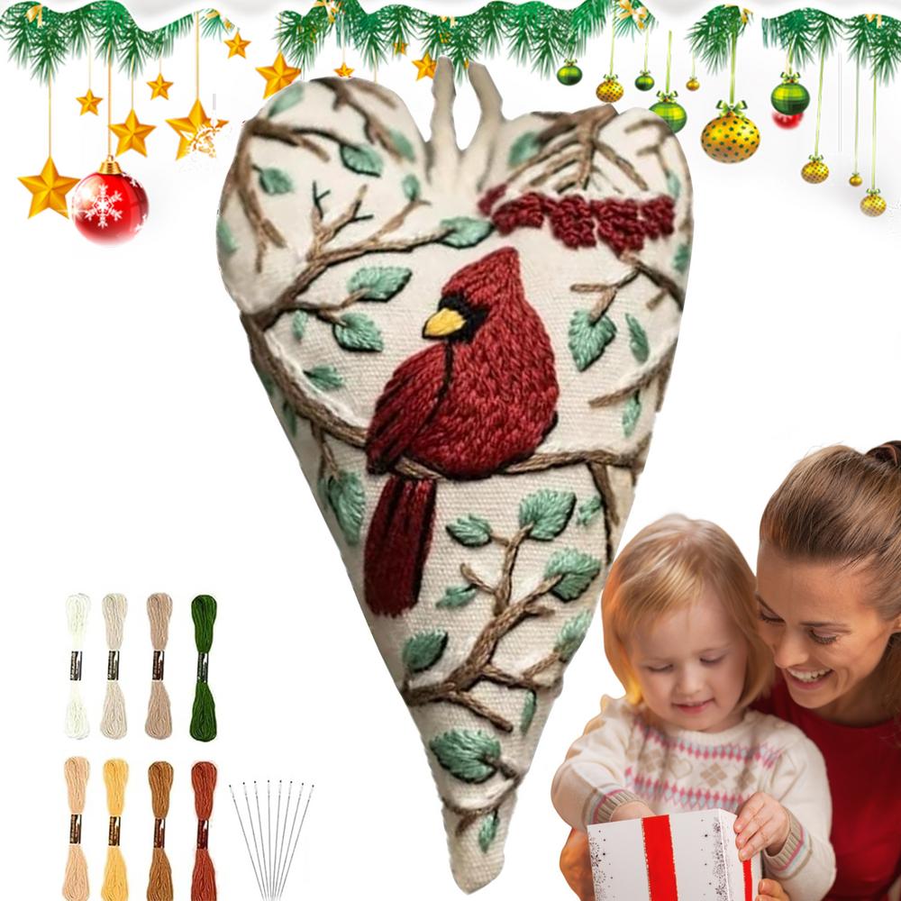 Beginner Embroidery Kit For Adults Heart Ornament Embroidery Practice Kits Complete Set Art Craft For Seniors Adults Teens Home