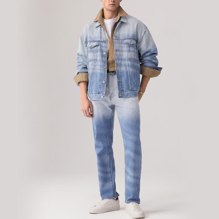Levis Loose Casual Lapel Single-Breasted Long Sleeve Denim Jacket Men Jackets Light-Blue 003ML-0000