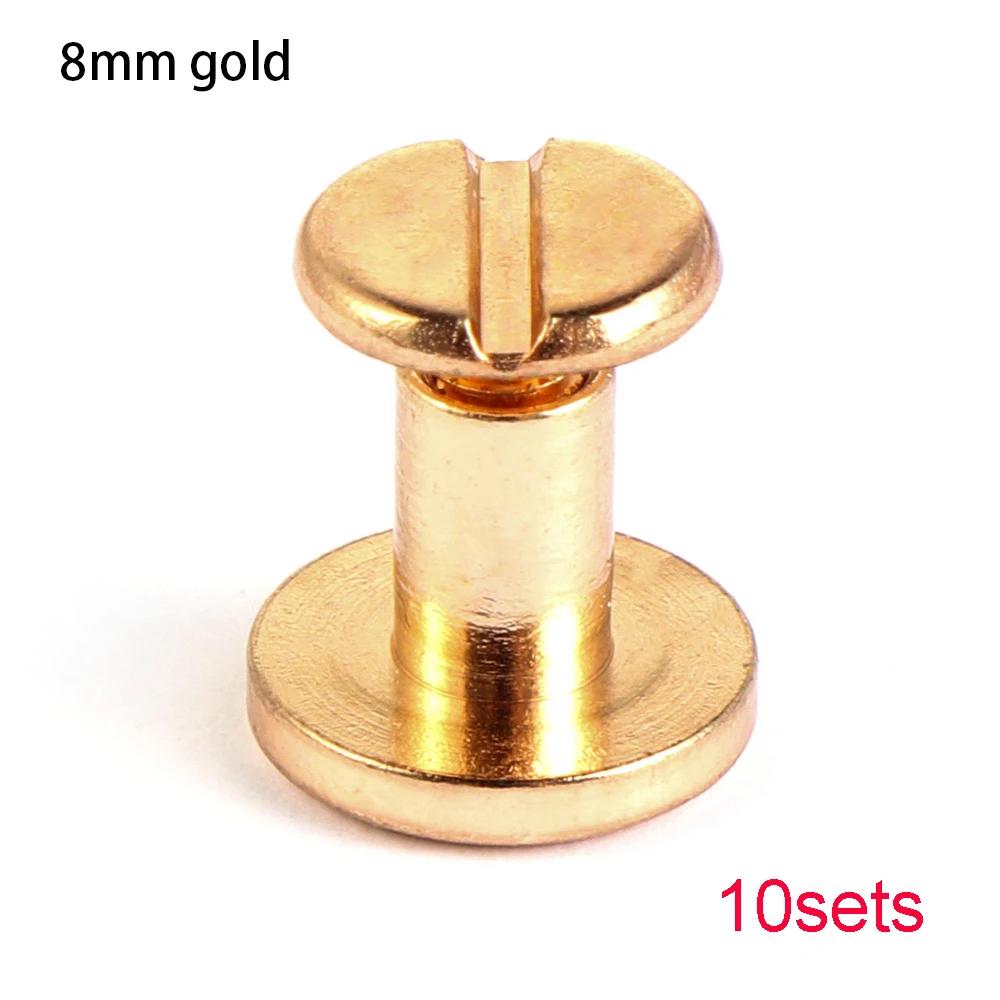 10sets Useful 10mm Solid Screw Nail Rivet Double Flat Head Belt/strap Rivets Luggage Leather Metal Craft High Quality