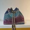 2026 Womens Crystal-Embellished Crossbody Bag Fringe Detail Small Square Shoulder No Top Handle