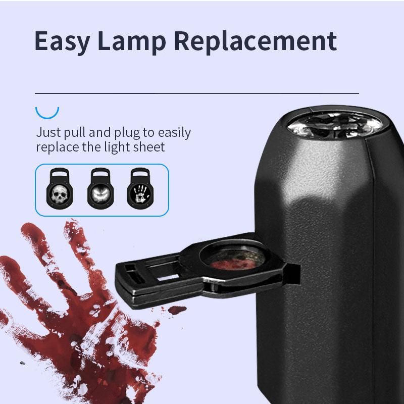 Skull Projection Lamp USB Halloween Night Light Dark Ceiling Wall AtmosphereLight 360Degree Rotating Switchable Pattern Design