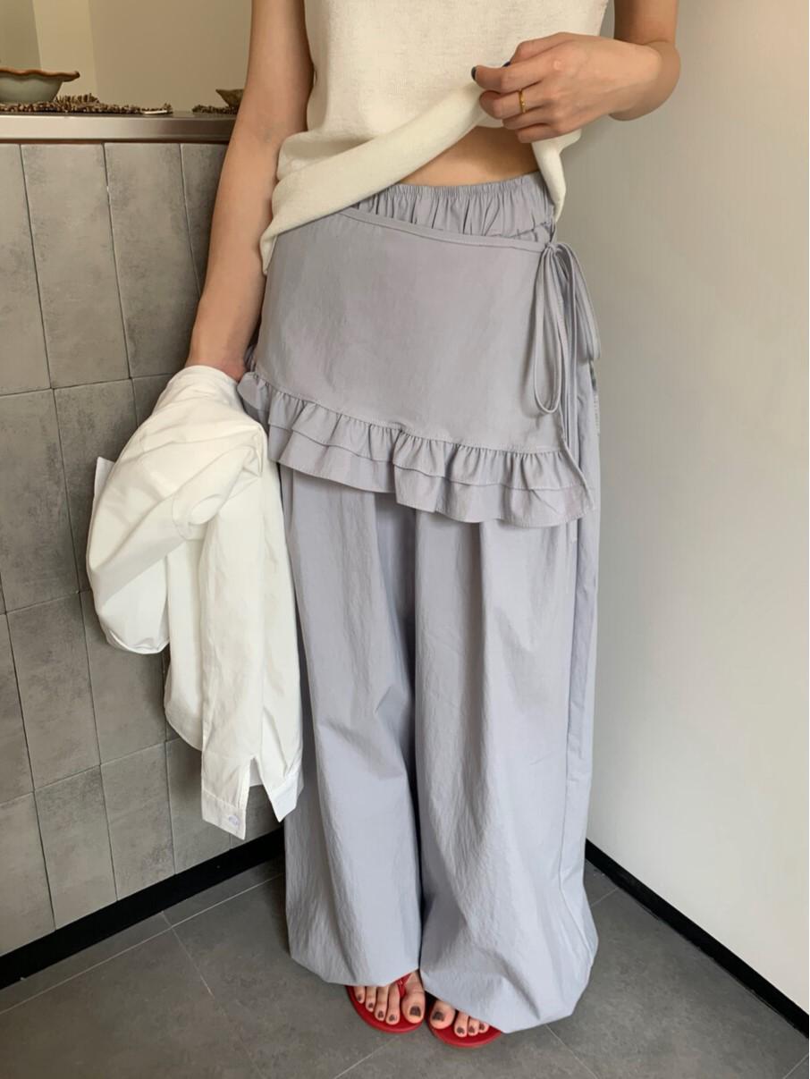 

2026 Spring Korean Chic High-Waisted Loose Slimming Casual Pants with Butt Cover for Women One Size светло-синий