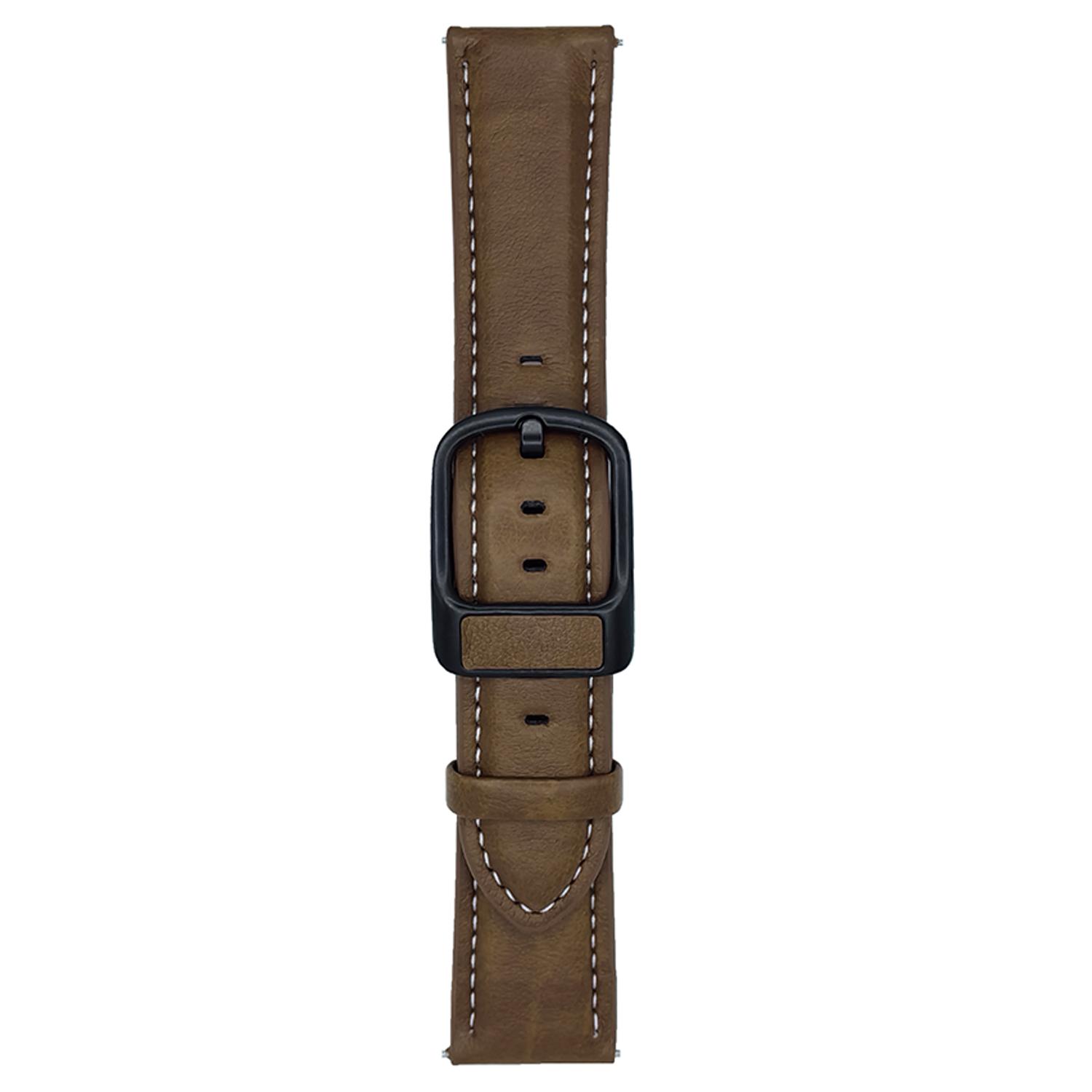

For Huawei Watch GT 5 46mm Watch Band 22mm Crazy Horse Texture Waist Pack Buckle Leather Wrist Strap Dark Brown