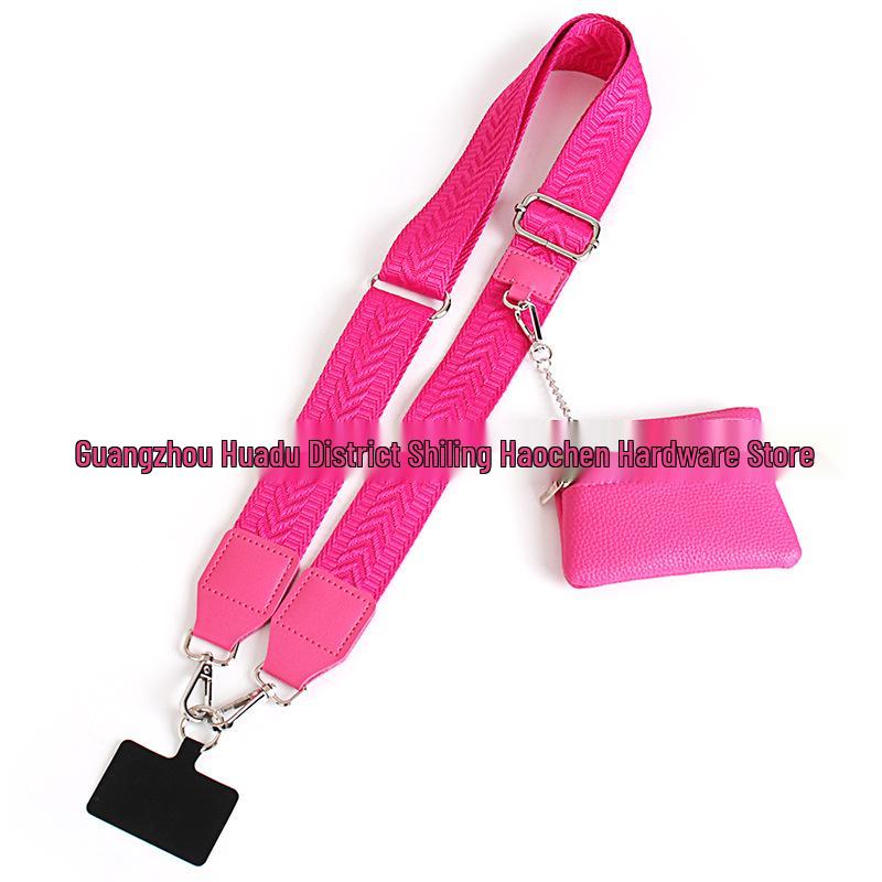 Adjustable Crossbody Mobile Phone Shoulder Strap with Detachable Wrist Strap and Small Bag