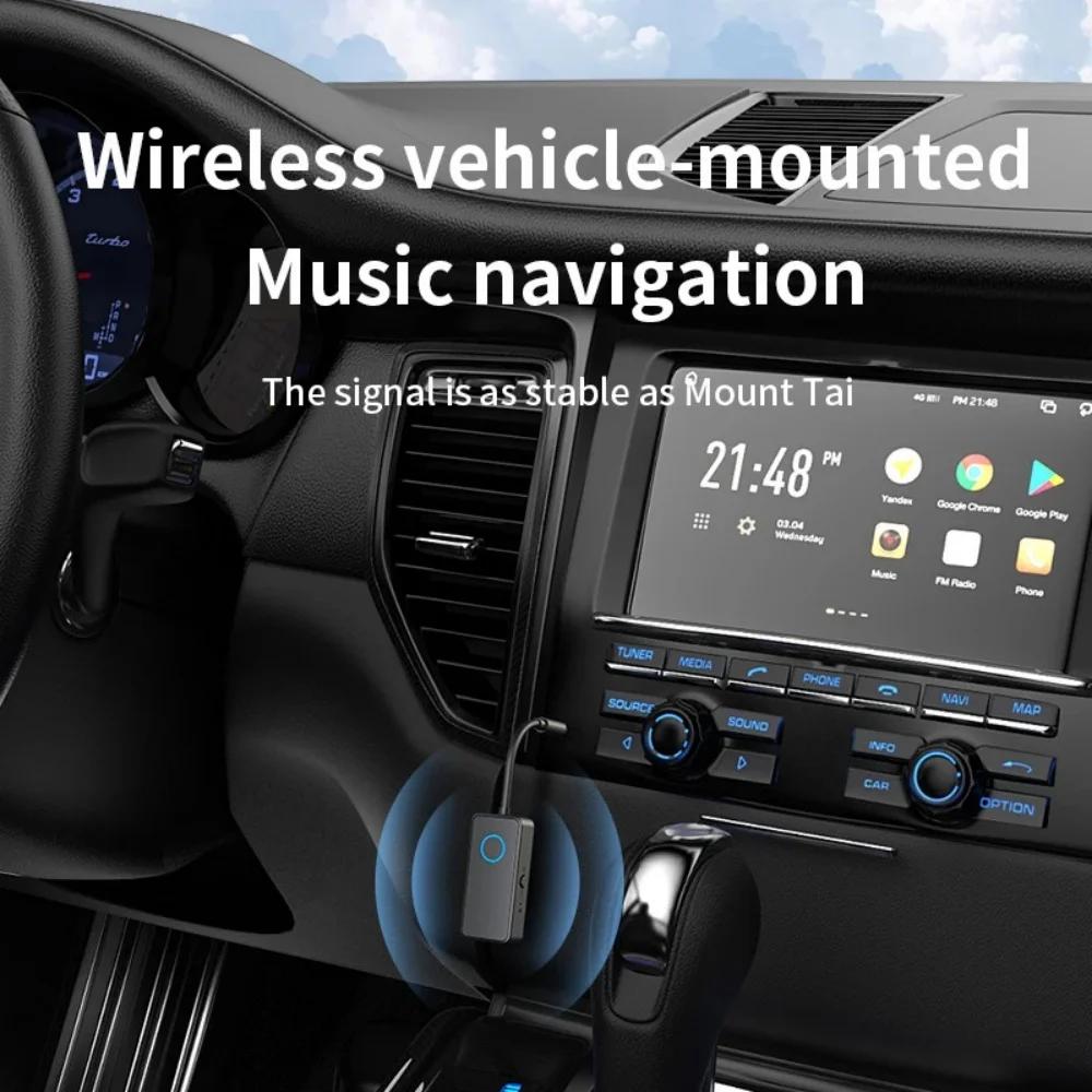 Bluetooth 5.4 AUX Receiver Transmitter 3.5MM With Mic HiFi Stereo Music Wireless Audio Adapter for Flight TV Car Treadmill