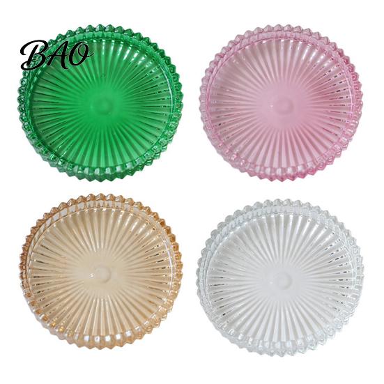Tabletop Candle Holder Pillar Tray, Round Decorative Glass Dish, Modern for Home Table Decor Transparent