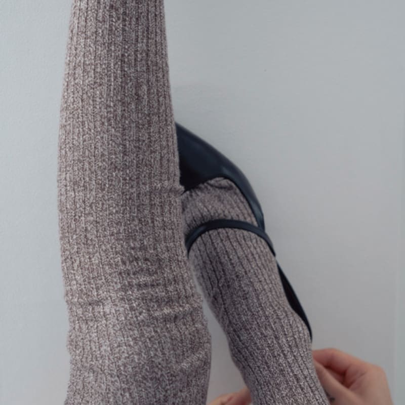 hiig [no.612] melange brown over-knee socks