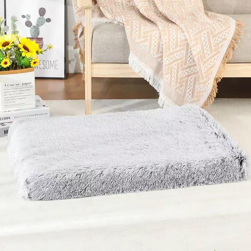 Plush Square Pet Bed Dogs Cats Soft Foam Cushion Warm Cozy Sleeping Mat Multi-Size Indoor Outdoor Use