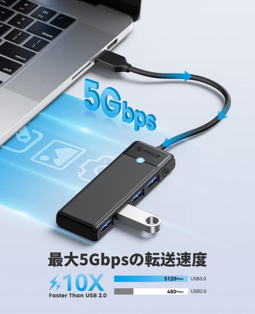 ORICO USB USB USB Expansion Hub with 15cm Lightweight and 5Gbps Compatible with Surface and Other Ideal for Telework and Working from Home Hub, 3.0,