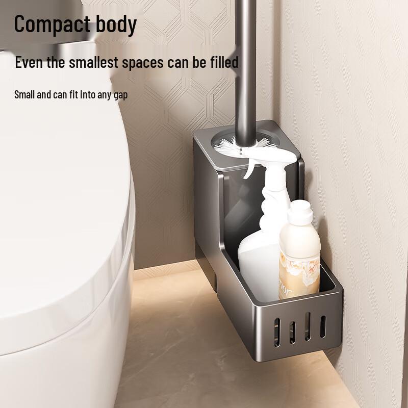 Wall-Mounted Toilet Brush Set with Drain Tray & Holder