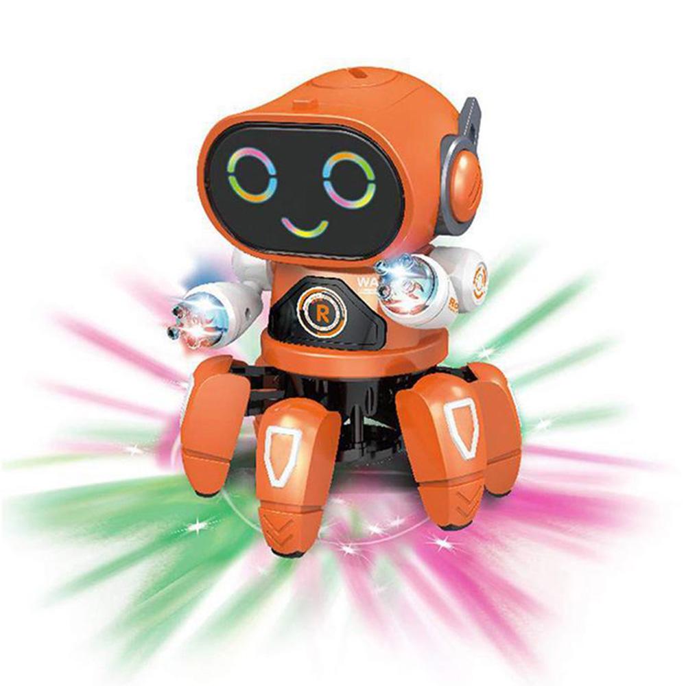 

Электронный игрушечный танцующий робот, заряжающий умный танцевальный робот с музыкальной светодиодной подсветкой, прогулка для мальчиков, подарок оранжевый