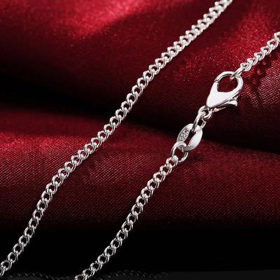 Collar de Cadena Clásica de Plata de Ley 925 de 40-75cm 2MM para Mujeres Hombres 16-30 Pulgadas Calidad Superior Moda Fiesta Joyería de Boda Regalos