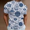 Nautical Pattern Fashion Men's T-shirt 3d Printing Classic Retro Short Sleeve Short Sleeve Loose Casual Super High  Top
