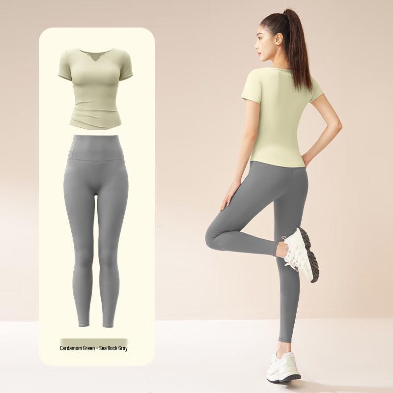 WEZHOV V-Neck Pleated Bare-Feel Fitness Set