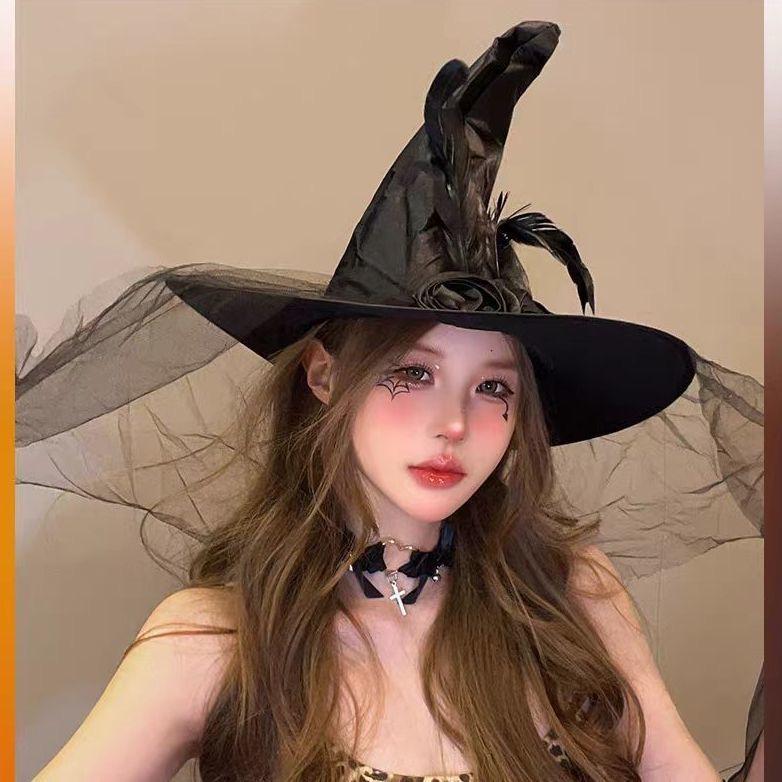 Halloween costume wizard hat cos witch hat party witch decoration props black witch hat