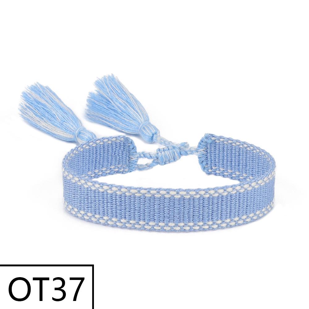 European & American Style Woven Bracelet - Solid Color, 1.3cm, Handmade Tassel, Fashionable Polyester Hand Rope for Women